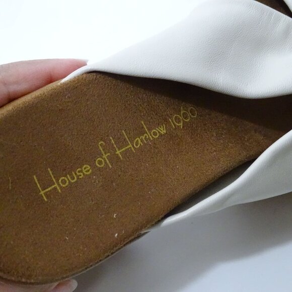 House Of Harlow 1960 Glamming Tan Leather Platform Sandals Size 8.5 M Block Heel - Picture 7 of 8